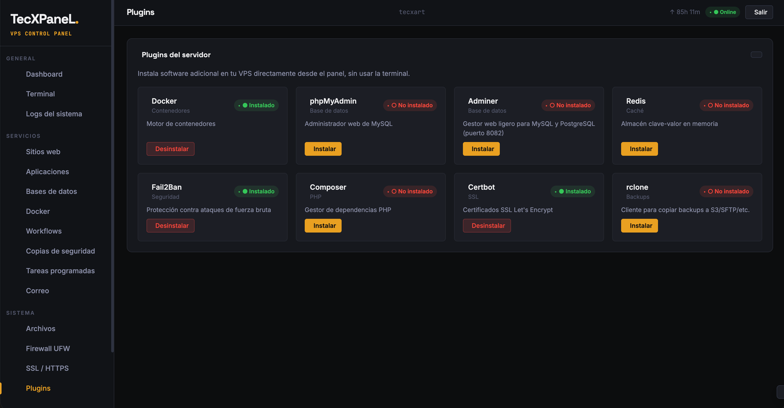 Instalador de plugins del servidor